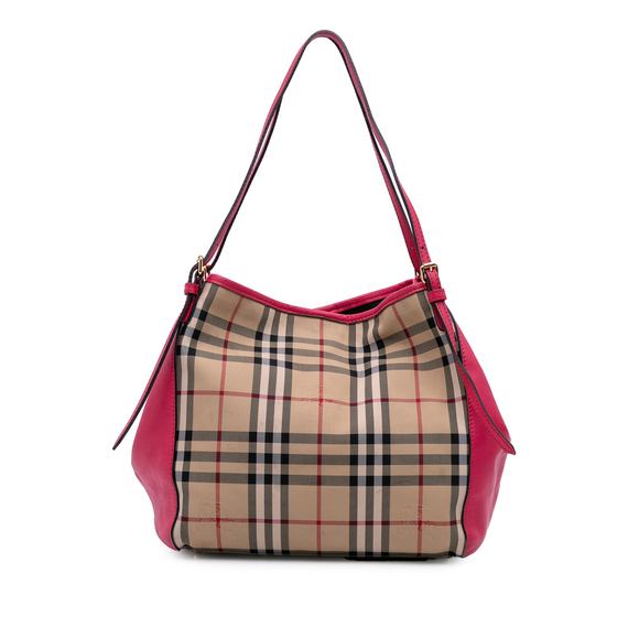 Pre-Loved Burberry Small Haymarket Check Canvas and Leather Canterbury Tote - Picture 1 of 10